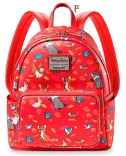 Loungefly Disney Pets and Animals Critters Autumn Leaves Red Mini Backpack Parks