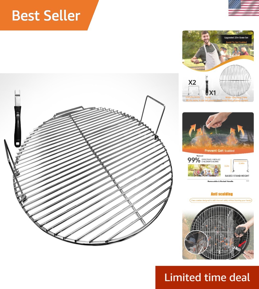 Replacement Cooking Grate Grids for Weber 22.5" Charcoal Gri
