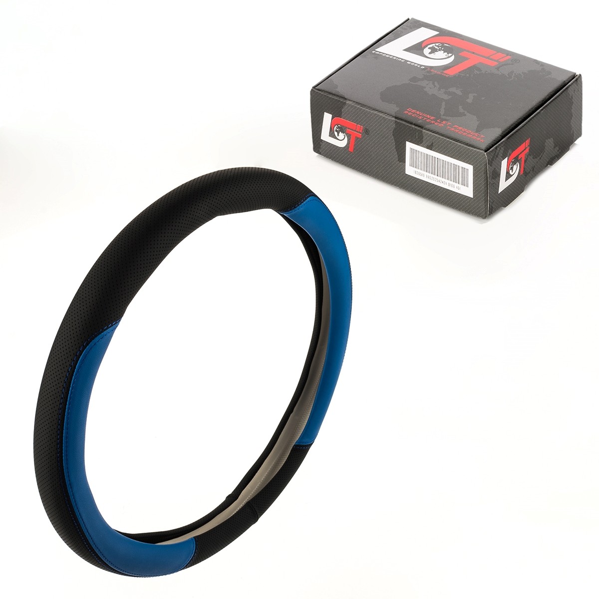 Steering Wheel Cover Ø 38x9cm 15x3, 5 Inch Black Blue for Maybach