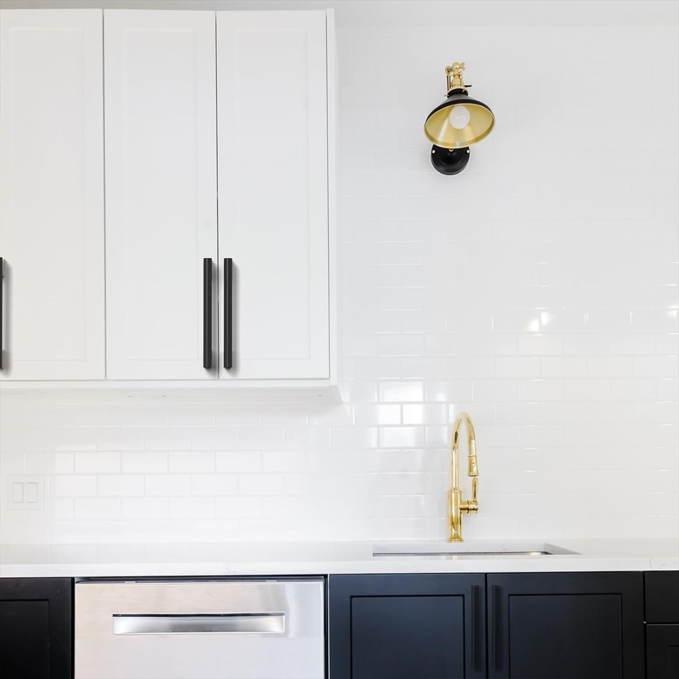 10 Pack 5" Black and Gold Pulls Knurled Kitchen Handles