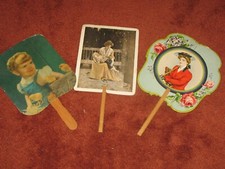 Vintage lot of 3 Advertising Hand Fans 1910 and up See my others 