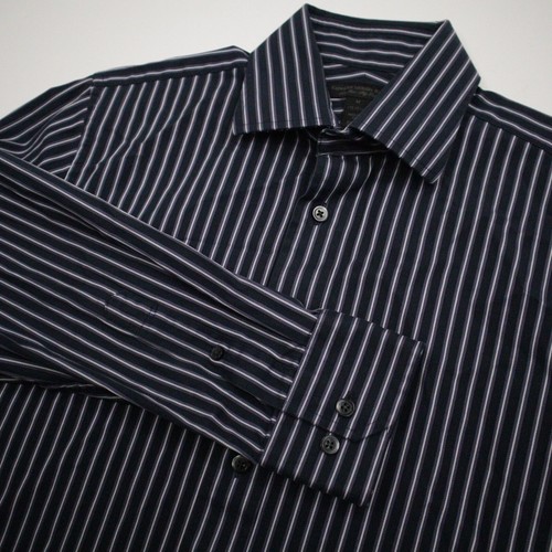Express Design Studio Shirt Mens M Modern Fit Colorful Pinstriped 80s Two Ply