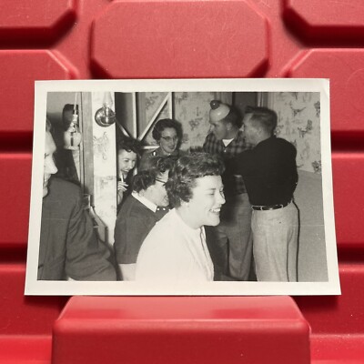 New Years Eve Day Party People 4 1/2 x 3 1/8 Photograph C Vintage 1959