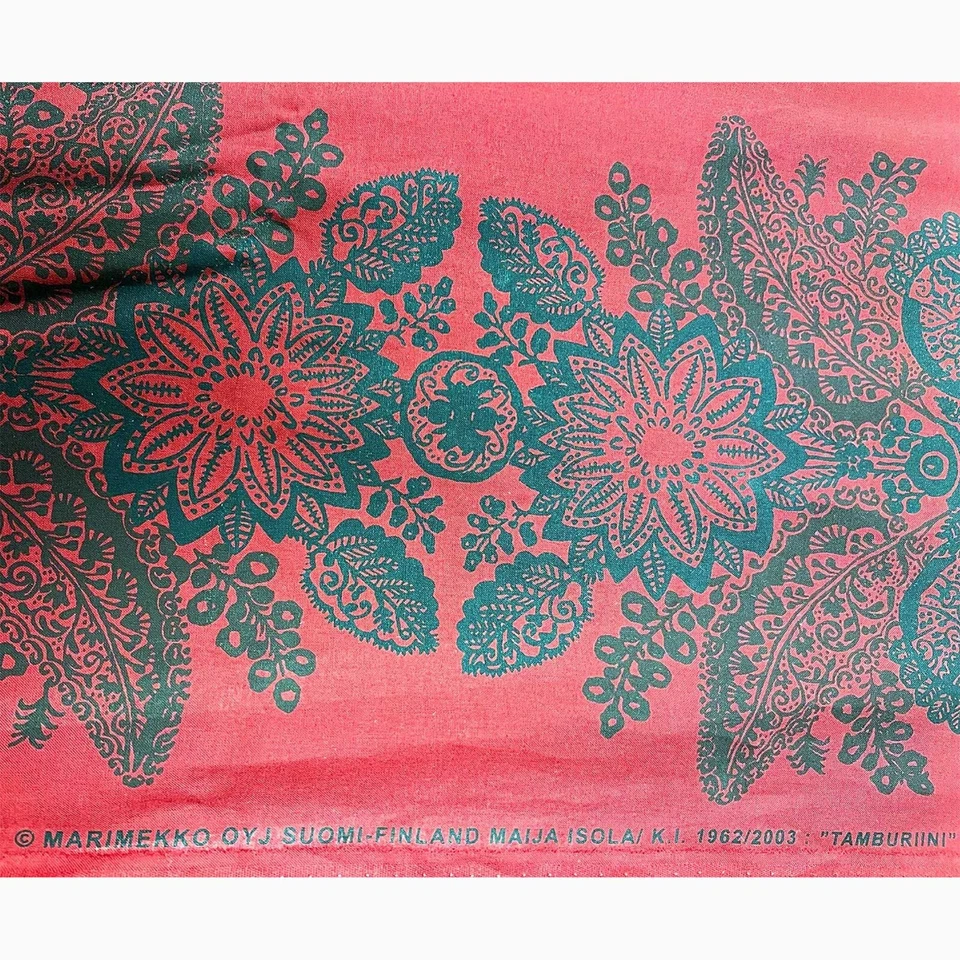 Marimekko "Tamburiini" tela de algodón floral rojo y negro 1/2 yarda Escandinavia Foto 4 de 4