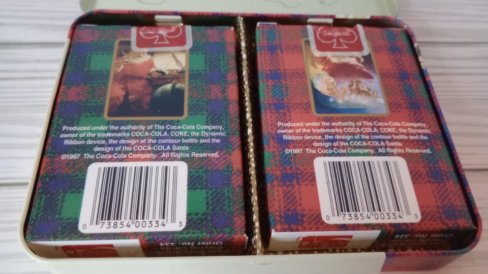 Vintage Christmas Coca-Cola Brand Playing Cards In Tin Pack Complete Decks - Image 4 of 4