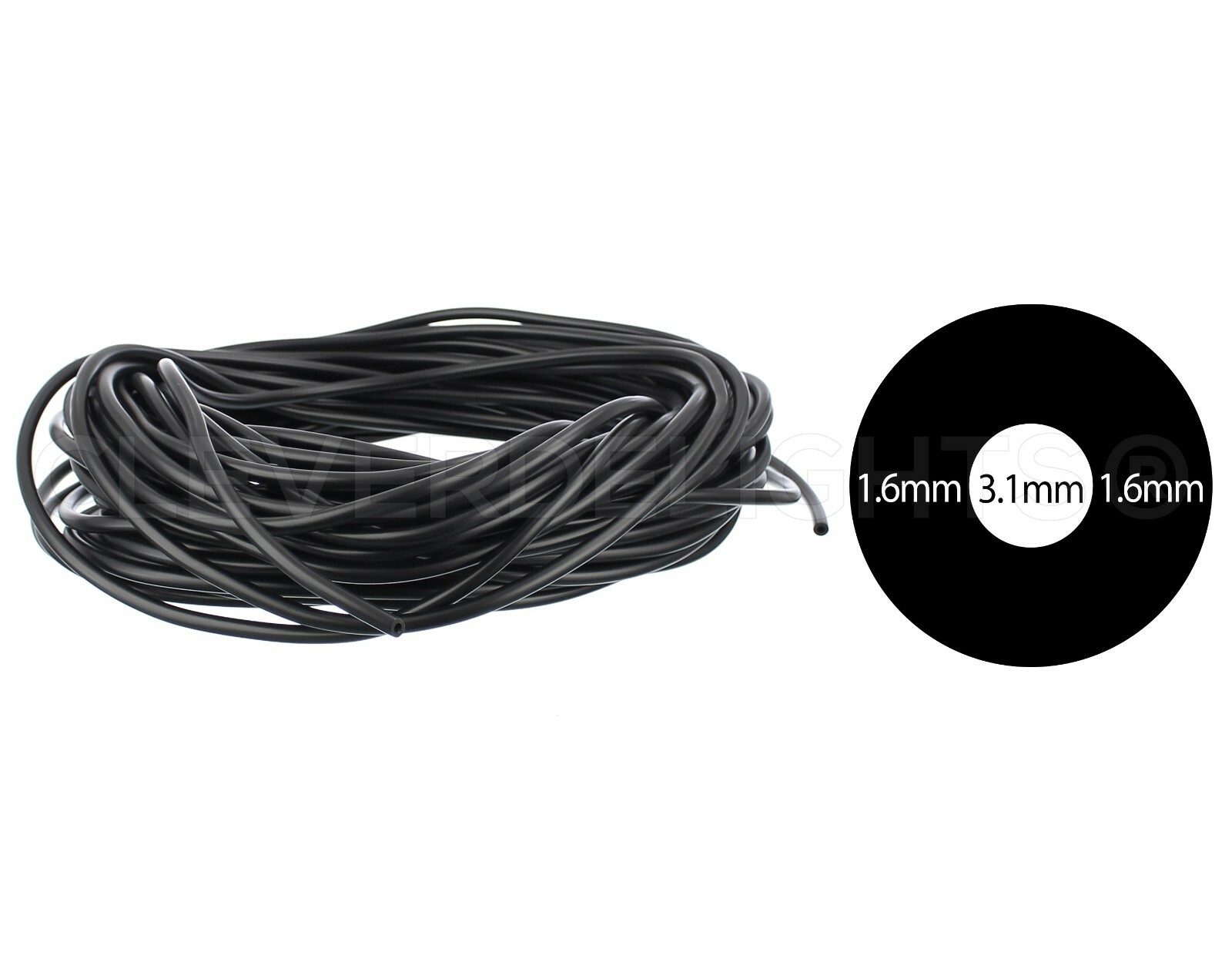 Hollow Rubber Cord 1/4" (6.35mm) Black 10 25 50 Yards Craft