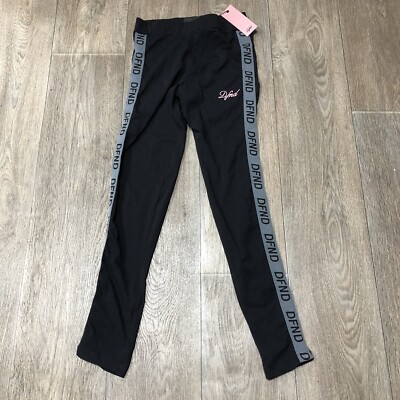 DFND Mädchen Pfeil schwarze Leggings mit Logo auf beiden Seiten - Alter 13-14 - neu