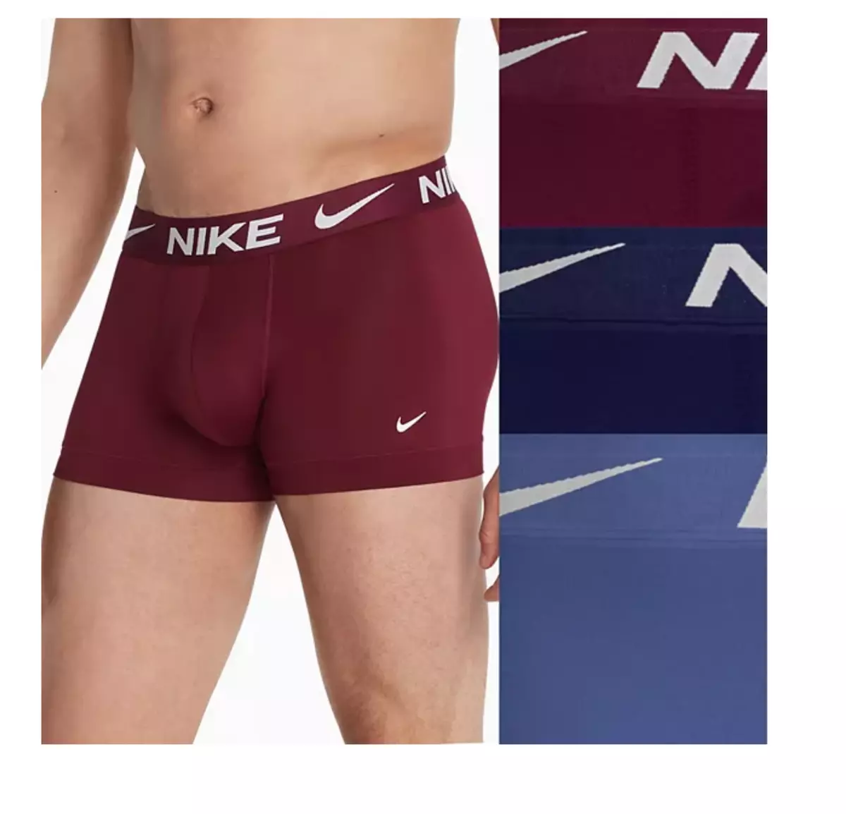 Men Nike 3-Pack Dri-FIT Essential Micro Stretch Trunk Underwear  (Blue-Navy-Burg)