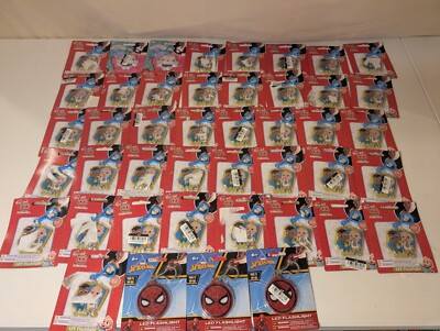 Lot of 44 LED Flashlight Keychains CoComelon Spiderman Mix Kids Toys Tested