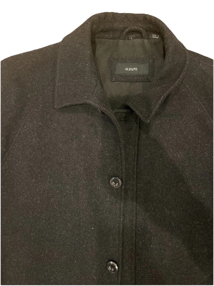 Abrigo Alfani Negro Lana Guisante 3/4 Largo Chaqueta Hombre’s Grande Foto 2 de 4