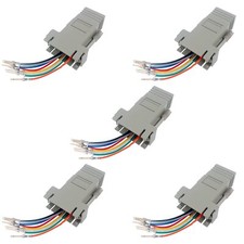 5 Pcs DB9 Male to RJ45 Female Modular Jack Ethernet Adapter for Serial Port