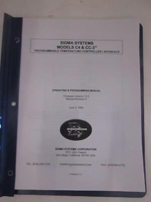 Sigma Systems C4 and CC-3.5 Operating and Instruction Manual, Used