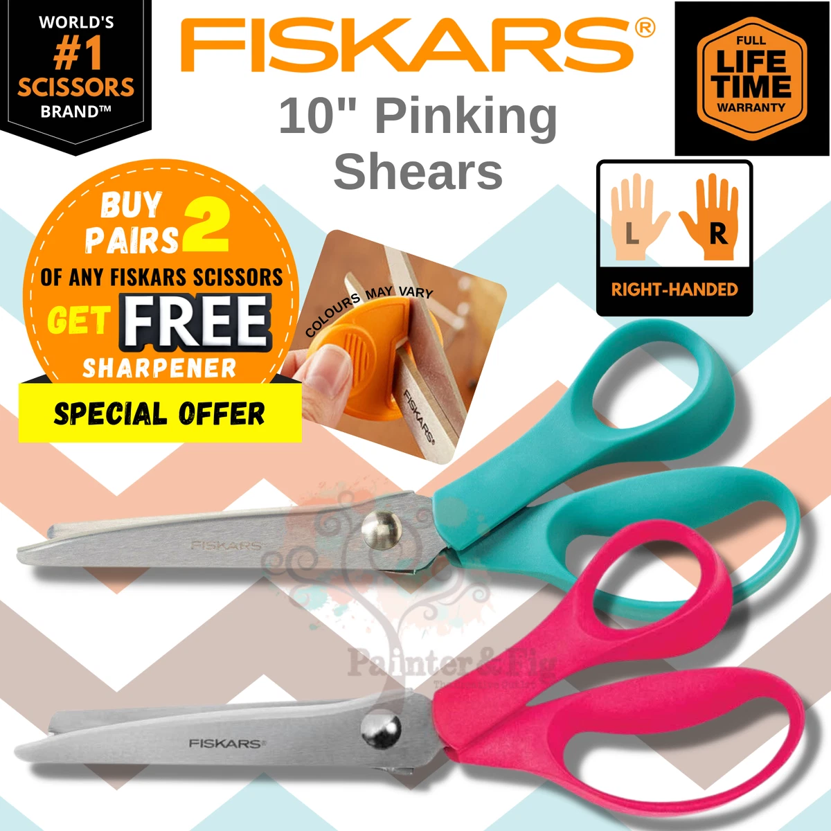 Fiskars Pinking Shears Scissors Zig Zag 194450 NEW