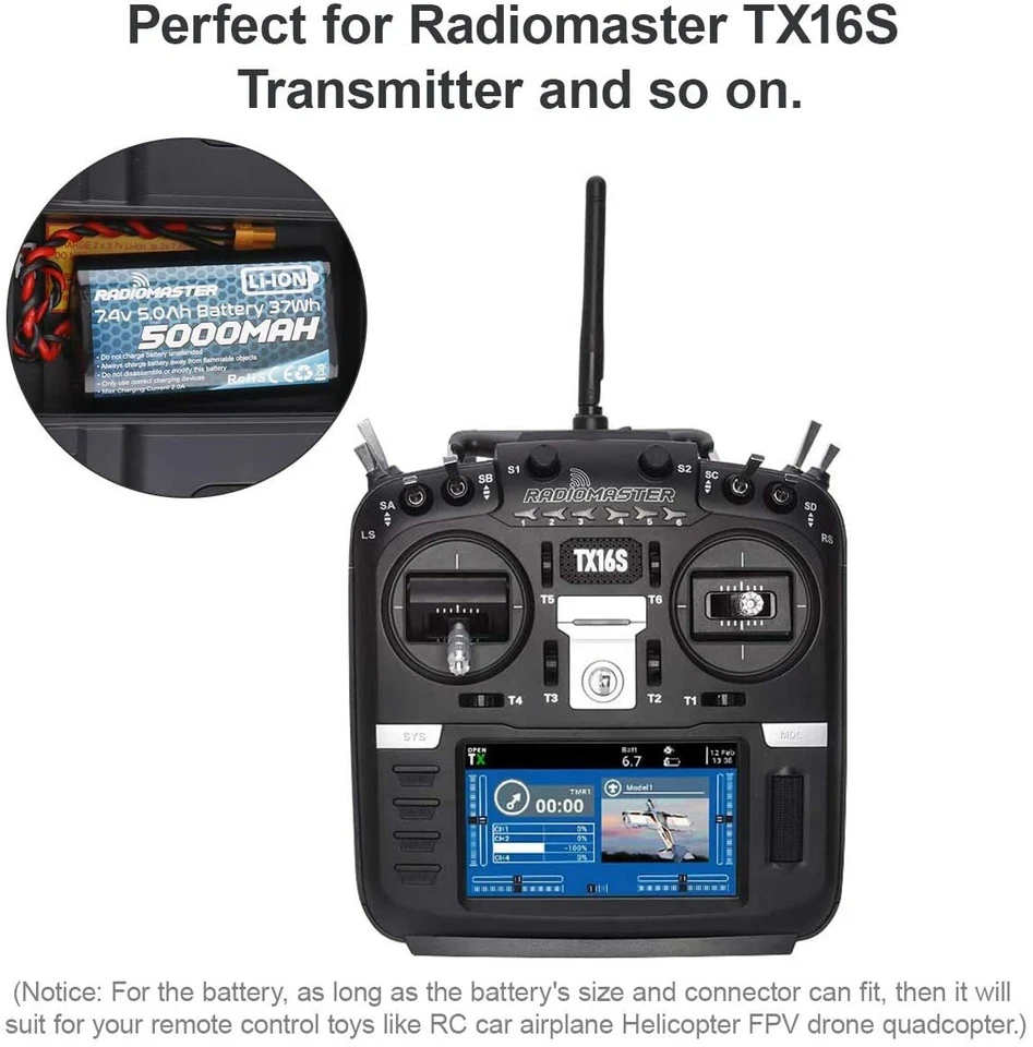 2S Li-Ion-Batterie 7,4V 5000mAh mit XT30-Stecker für RadioMaster TX16S Funkfernb - Bild 3 von 4