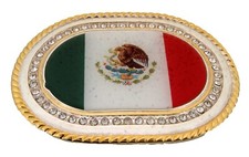 Mexico Flag Belt Buckle Mexican National Day Gift Soccer Team Gold Iced Style