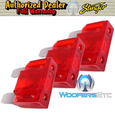 STINGER SPF5650 3pcs. 50 AMP MAXI FUSE HIGH CONDUCTIVITY SHOC-KROME PLATING NEW