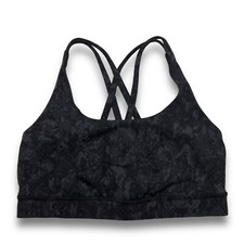 Lululemon Energy Sport Bra 6 Camo Snake Print Black Gray Medium Support Workout