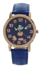 Vintage style Mickey Mouse watch Rose gold tone blue band easy to read