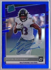 DEVIN DUVERNAY - 2020 Optic HOLO BLUE Prizm RATED ROOKIE #d/75 - Ravens RC