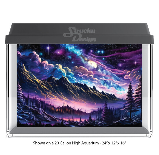 Purple Cloud Moonlight Polyester Aquarium Background for Fish Tanks-image