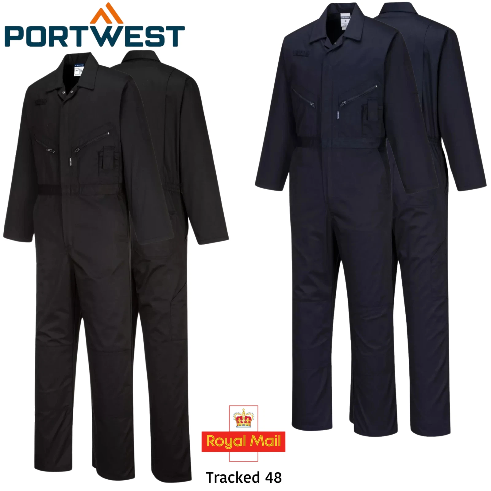 PORTWEST Kneepad Work Coverall Overall Elastic Waist Pockets Safety Boiler Suit