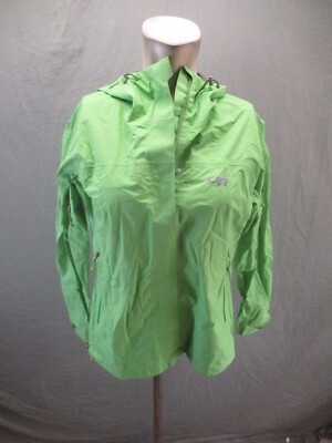 Outdoor Research Size S Womens Green 100% Nylon Full Zip Pocket Rain Jacket 564
