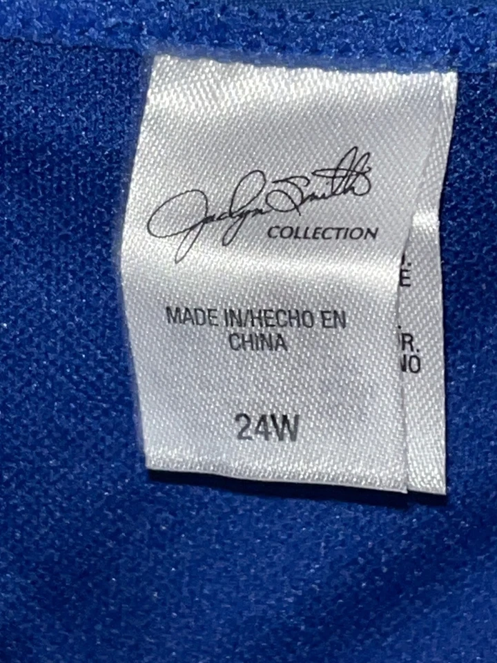 Vestido de baño con volantes a lunares azul blanco talla grande 24W de Jaclyn Smith Foto 2 de 4