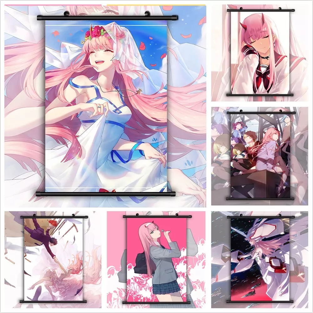 Japan Romance Sci-Fi Mecha Darling in The Franxx Anime Zero Two Poster  Polyester Wall Art Tapestry Decorative Bedroom - AliExpress