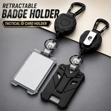 Retractable Badge Holder, Heavy Duty Carabiner Keychain, Tactical ID Card Holder