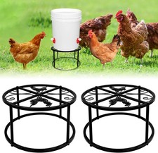 2-Pack Metal Stand Chicken Feeder Waterer Heavy Duty Round Iron Supports Rack