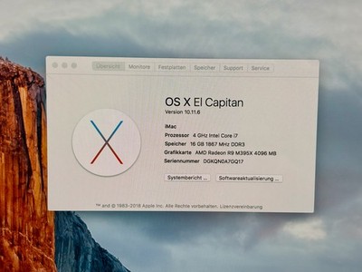 Apple iMac 27  5K Ende 2015 i7 4-Core 4.0, 16GB RAM, 128GB SSD, AMD R9 M395X def