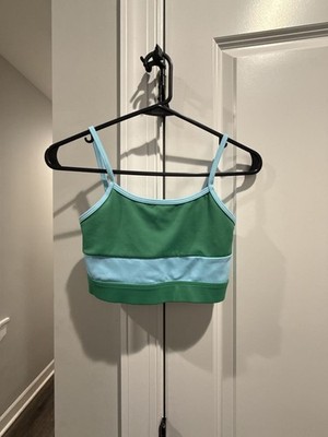 Wilo The Label Sports Bra Green Blue Colorblock Crop Top