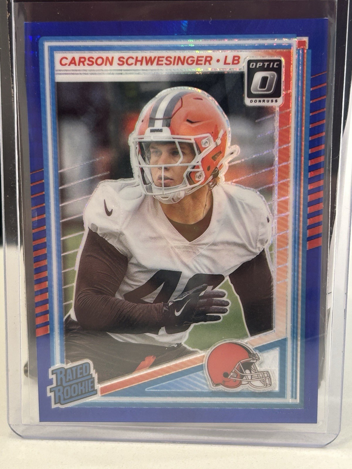 2025  Carson Schwesinger Donruss Optic Rated Rookie Blue Scope Prizm #217 Browns