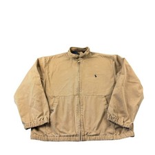 Polo Ralph Lauren Mens XL Tan Khaki Cotton Twill Harrington Bomber Jacket Zip Up
