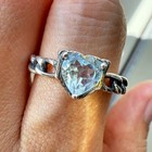 925 Sterling Silver Ring Heart 6mm Natural Blue Topaz Gemstone Handmade Chain — photo 5