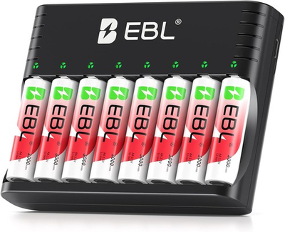 #ad EBL Rechargeable AA Batteries Lithium with Charger 3000mWh High Capactiy Double $102.07