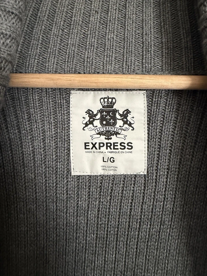 Men's Dark Grey Button Down Cardigan Black Buttons Size L - Image 3 of 3