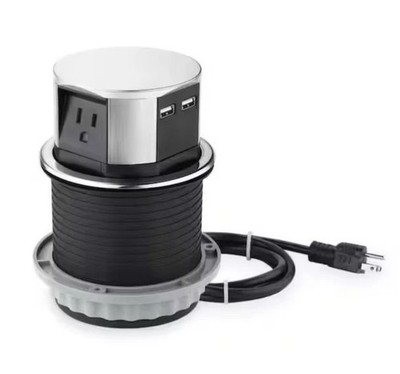 Link2Home Space Saver Pop Up-Outlet, 3 Power Outlets 15 Amp, 2 USB Ports 2.4 Amp