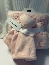 DKNY Jeans Pink Fleece Baby Blanket Security Lovey Infant Girls Plush Soft