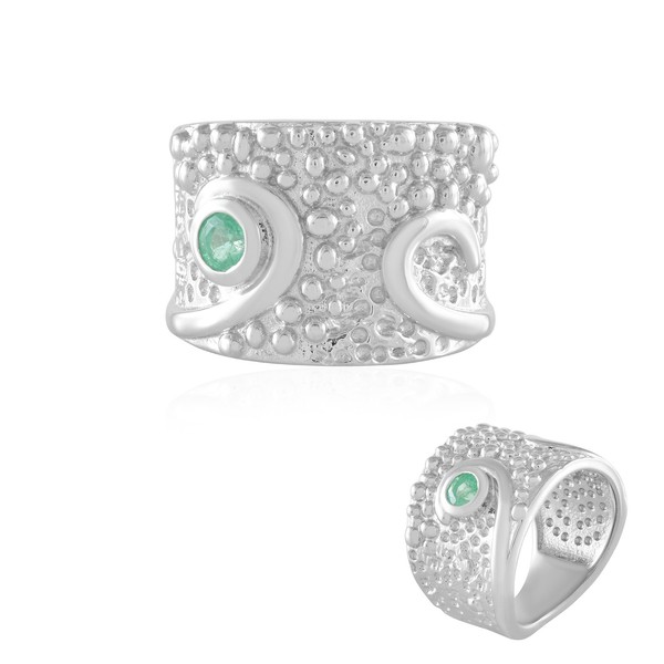 Cavill Kolumbianischer Smaragd Ring 0,255Ct Rundschliff Silber Damen--image