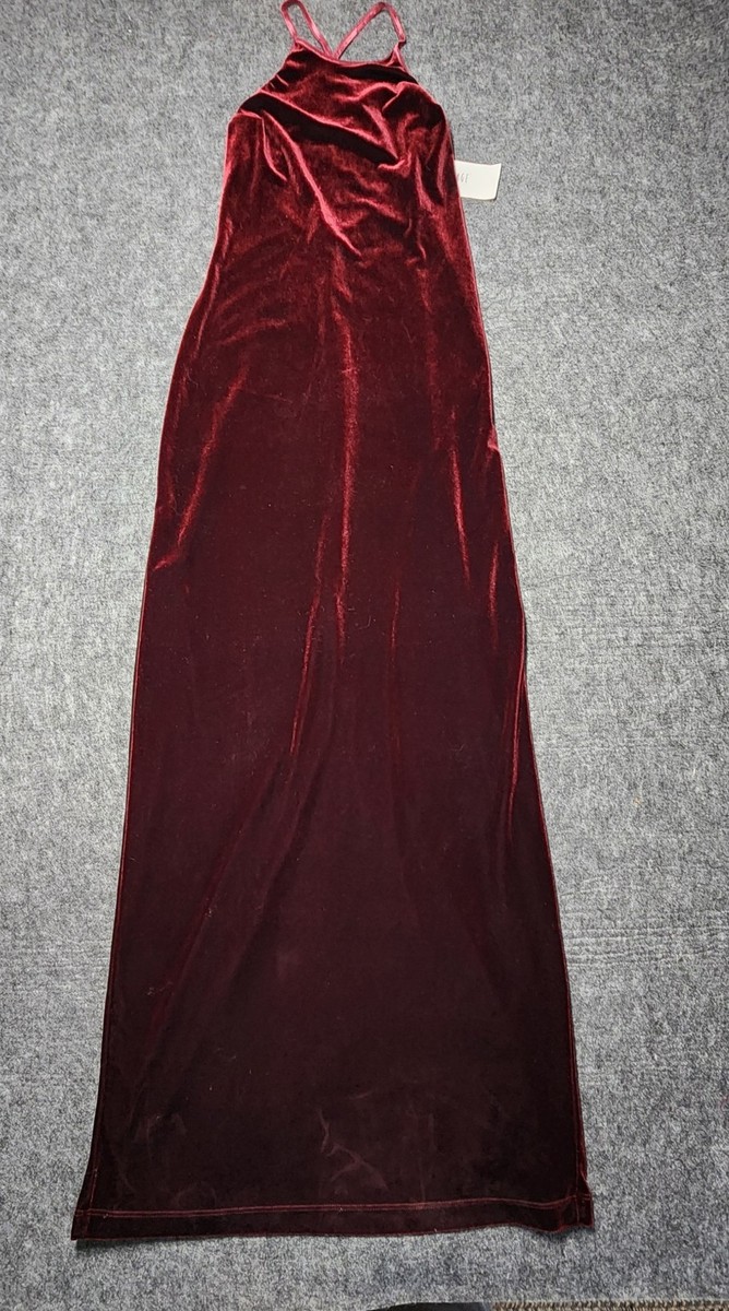 VTG Rampage Velvet Velour Maroon Long Y2k Christmas Party Dress Small NEW |  eBay