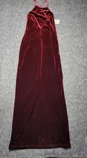 VTG Rampage Velvet Velour Maroon Long Y2k Christmas Party Dress Small NEW