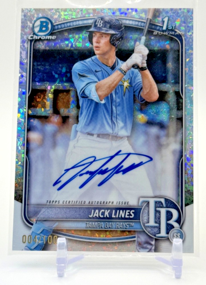 2025 Bowman 1st Chrome MINI DIAMOND REFRACTOR AUTO/100 Jack Lines Tampa Bay Rays