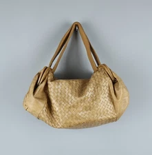 BOTTEGA VENETA Womens Handbag Gold Intrecciato Leather Bag