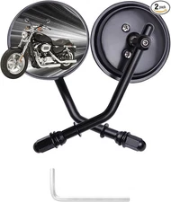 DREAMIZER 3" Motorcycle Vintage Mirrors Round Rear View Mirror 8mm Black Comp...