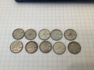 (10) 1949 Canada silver dimes