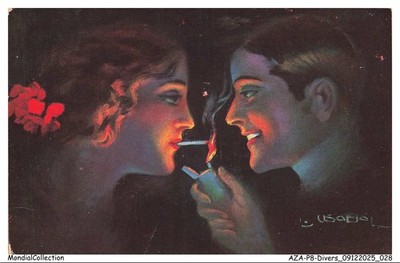 AZAP8-0667-ILLUSTRATOR - USABAL - A couple smoking a cigarette lighter