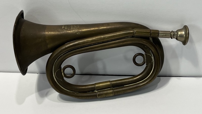 Antique 1918 J. W. York & Sons WWI Army Trench Bugle with Mouthpiece