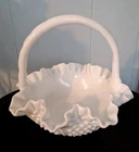 Vintage White Milk Glass Basket 🌿 Hobnail 🌿 Fenton 🌿 Mint