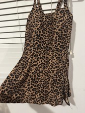 Joy Lab Brown Leopard Print Mini Tank Dress Sleeveless Size M